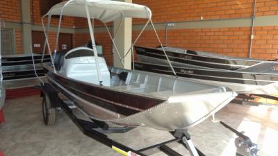  Lancha FortBoat Feel 500 SEMI CHATO c/ Motor 20 HP 4T Mercury + Carreta RodoviÃ¡ria Completa 