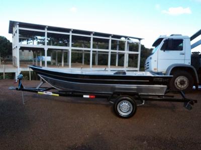 Conjunto Barco de AlumÃ­nio Fortboat Life 420 + Motor 5HP Mh Mercury + Carreta