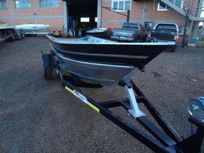 Conjunto Barco de AlumÃ­nio Fortboat Life 420 + Motor 5HP Mh Mercury + Carreta