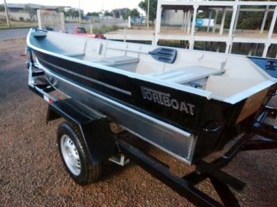 Conjunto Barco de AlumÃ­nio Fortboat Life 420 + Motor 5HP Mh Mercury + Carreta