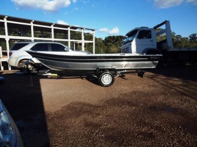 Conjunto Barco de AlumÃ­nio Fortboat Life 500 Motor + 15HP Super Mercury + Carreta 