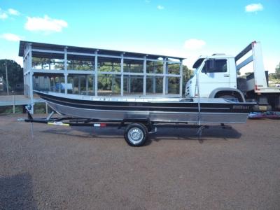 Conjunto Barco de Aluminio Fortboat Life 600 Motor + 15HP Super Mercury + Carreta